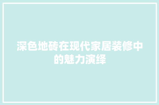 深色地砖在现代家居装修中的魅力演绎
