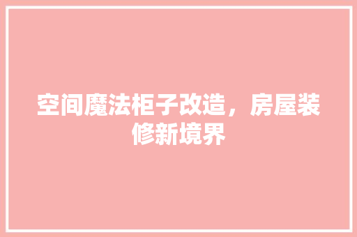 空间魔法柜子改造，房屋装修新境界