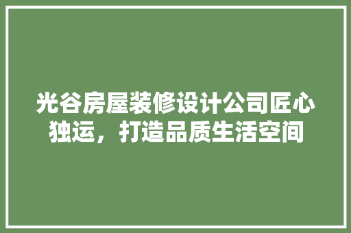 光谷房屋装修设计公司匠心独运，打造品质生活空间