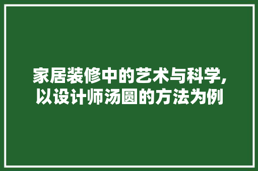 家居装修中的艺术与科学,以设计师汤圆的方法为例