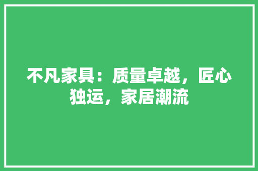 不凡家具：质量卓越，匠心独运，家居潮流 家居装修