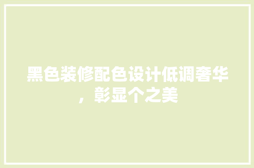 黑色装修配色设计低调奢华，彰显个之美