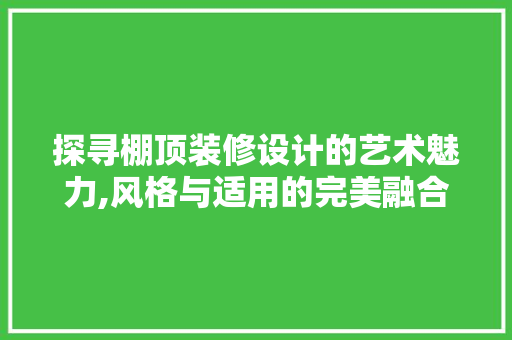 探寻棚顶装修设计的艺术魅力,风格与适用的完美融合