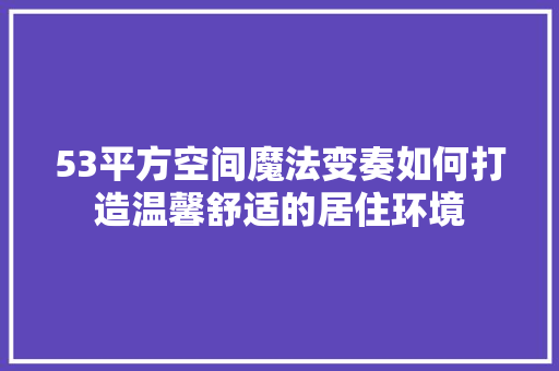 53平方空间魔法变奏如何打造温馨舒适的居住环境