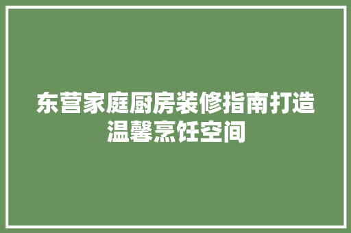 东营家庭厨房装修指南打造温馨烹饪空间