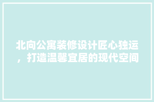 北向公寓装修设计匠心独运，打造温馨宜居的现代空间