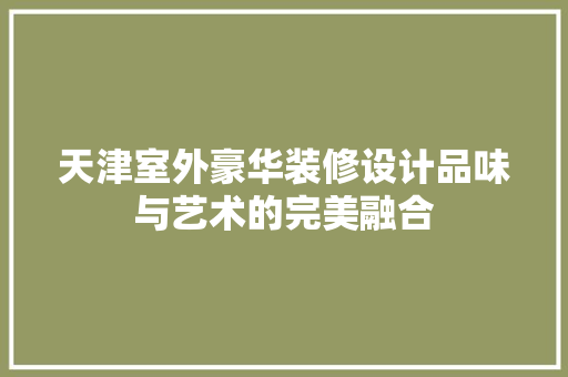 天津室外豪华装修设计品味与艺术的完美融合