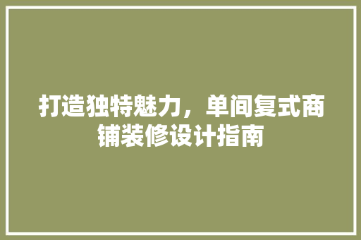 打造独特魅力，单间复式商铺装修设计指南