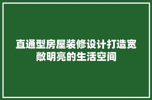直通型房屋装修设计打造宽敞明亮的生活空间
