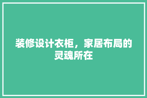 装修设计衣柜，家居布局的灵魂所在 客厅装修