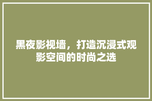 黑夜影视墙，打造沉浸式观影空间的时尚之选
