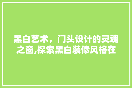 黑白艺术，门头设计的灵魂之窗,探索黑白装修风格在店面设计中的应用