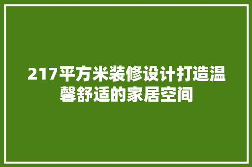 217平方米装修设计打造温馨舒适的家居空间