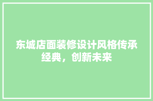东城店面装修设计风格传承经典，创新未来