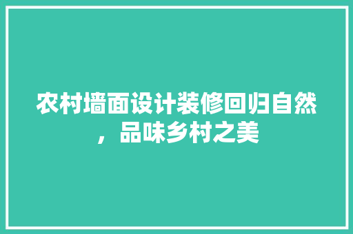 农村墙面设计装修回归自然，品味乡村之美