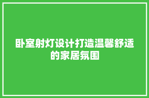 卧室射灯设计打造温馨舒适的家居氛围