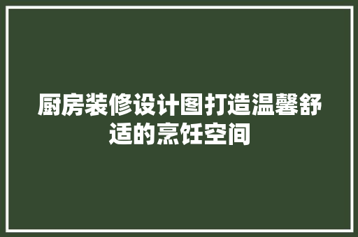 厨房装修设计图打造温馨舒适的烹饪空间