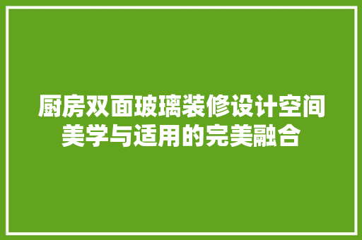 厨房双面玻璃装修设计空间美学与适用的完美融合