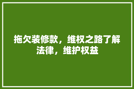 拖欠装修款，维权之路了解法律，维护权益