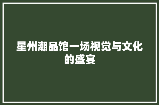 星州潮品馆一场视觉与文化的盛宴