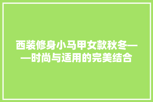 西装修身小马甲女款秋冬——时尚与适用的完美结合