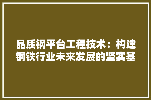 品质钢平台工程技术：构建钢铁行业未来发展的坚实基石 卧室装修