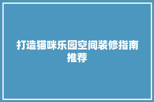 打造猫咪乐园空间装修指南推荐