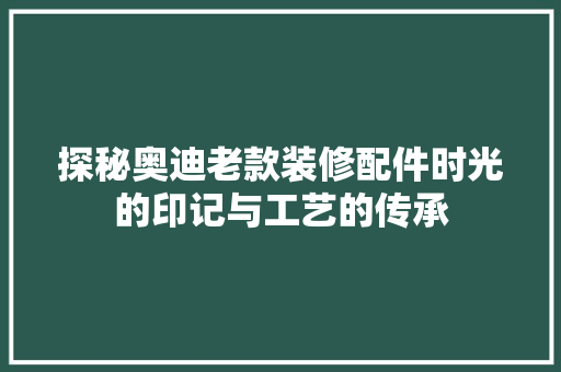 探秘奥迪老款装修配件时光的印记与工艺的传承