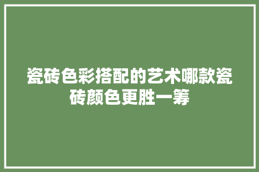 瓷砖色彩搭配的艺术哪款瓷砖颜色更胜一筹