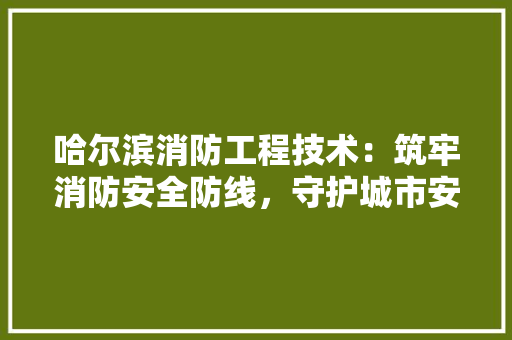 哈尔滨消防工程技术：筑牢消防安全防线，守护城市安全 卧室装修