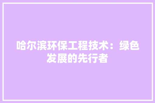 哈尔滨环保工程技术：绿色发展的先行者 卧室装修