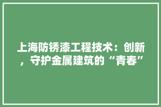 上海防锈漆工程技术：创新，守护金属建筑的“青春” 家居装修