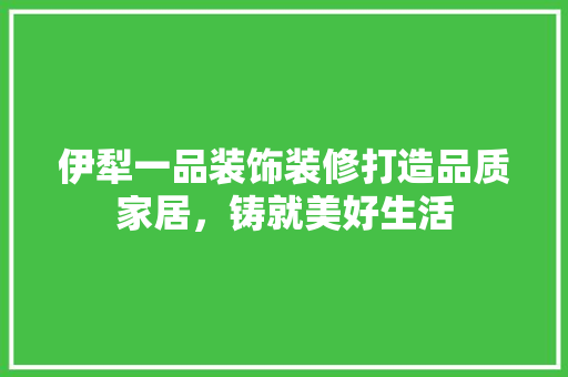 伊犁一品装饰装修打造品质家居，铸就美好生活