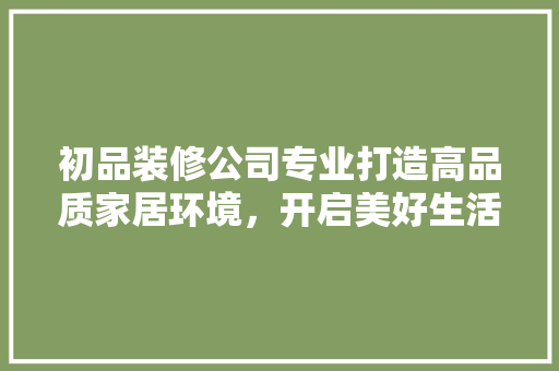 初品装修公司专业打造高品质家居环境，开启美好生活新篇章