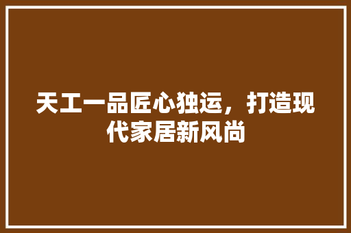 天工一品匠心独运，打造现代家居新风尚