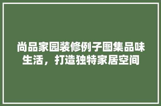 尚品家园装修例子图集品味生活，打造独特家居空间