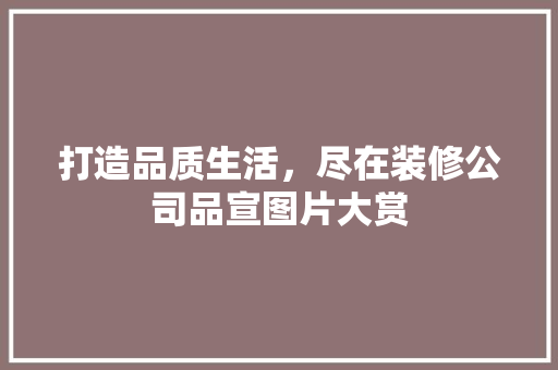 打造品质生活，尽在装修公司品宣图片大赏