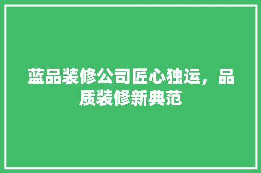 蓝品装修公司匠心独运，品质装修新典范