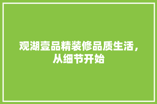 观湖壹品精装修品质生活，从细节开始