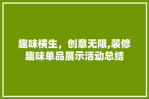 趣味横生，创意无限,装修趣味单品展示活动总结 家居装修