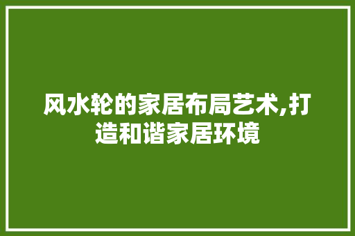 风水轮的家居布局艺术,打造和谐家居环境