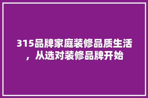 315品牌家庭装修品质生活，从选对装修品牌开始 现代风格装饰
