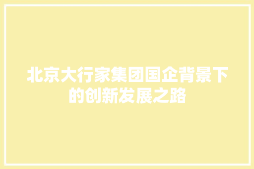 北京大行家集团国企背景下的创新发展之路 软装设计