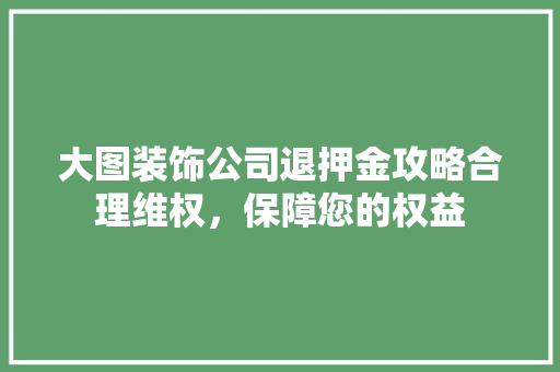 大图装饰公司退押金攻略合理维权，保障您的权益