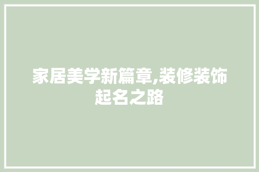 家居美学新篇章,装修装饰起名之路 客厅装修