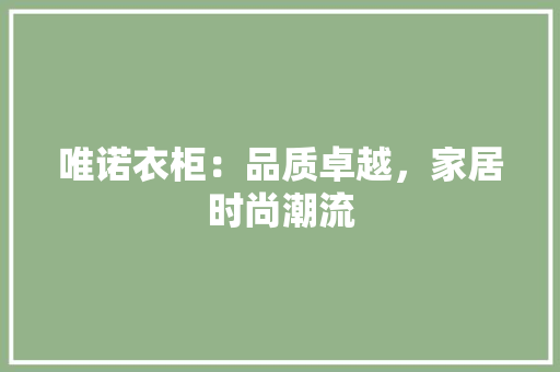 唯诺衣柜：品质卓越，家居时尚潮流 卧室装修