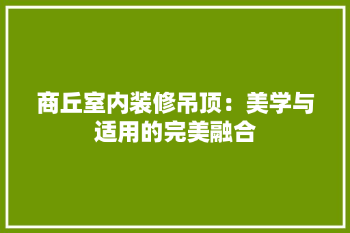 商丘室内装修吊顶：美学与适用的完美融合 卧室装修