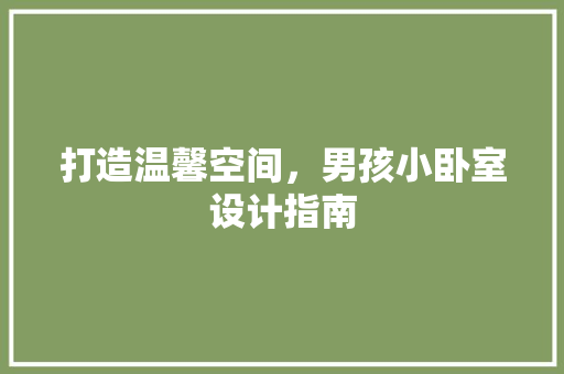 打造温馨空间，男孩小卧室设计指南