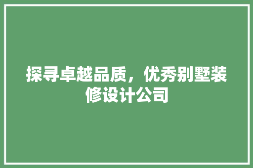 探寻卓越品质，优秀别墅装修设计公司 现代风格装饰