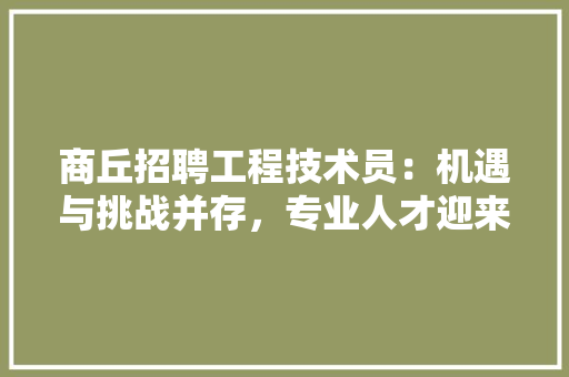 商丘招聘工程技术员：机遇与挑战并存，专业人才迎来黄金时代 卧室装修